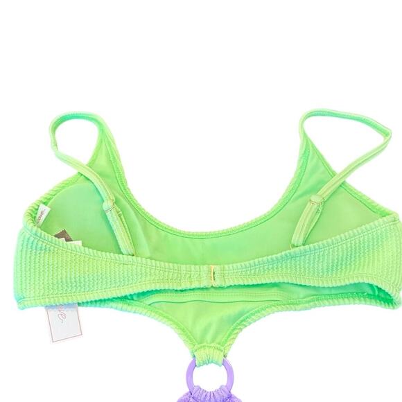 New Salt + Cove Juniors' Colorblock One-Piece Monokini Lime Purple Juniors XL - Picture 9 of 11